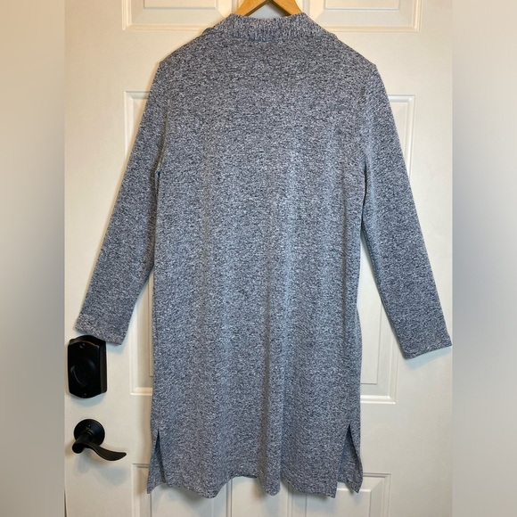 Clara Sun Woo Gray Knit Open Cardigan Sweater Pockets Size Small Knee Length - Picture 2 of 13